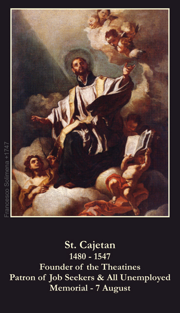 St. Cajetan Prayer for the Unemployed Holy Card